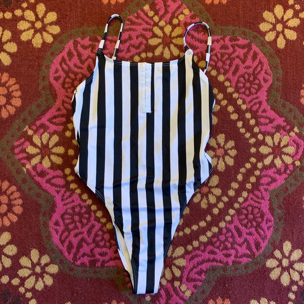 Black and White striped One Piece